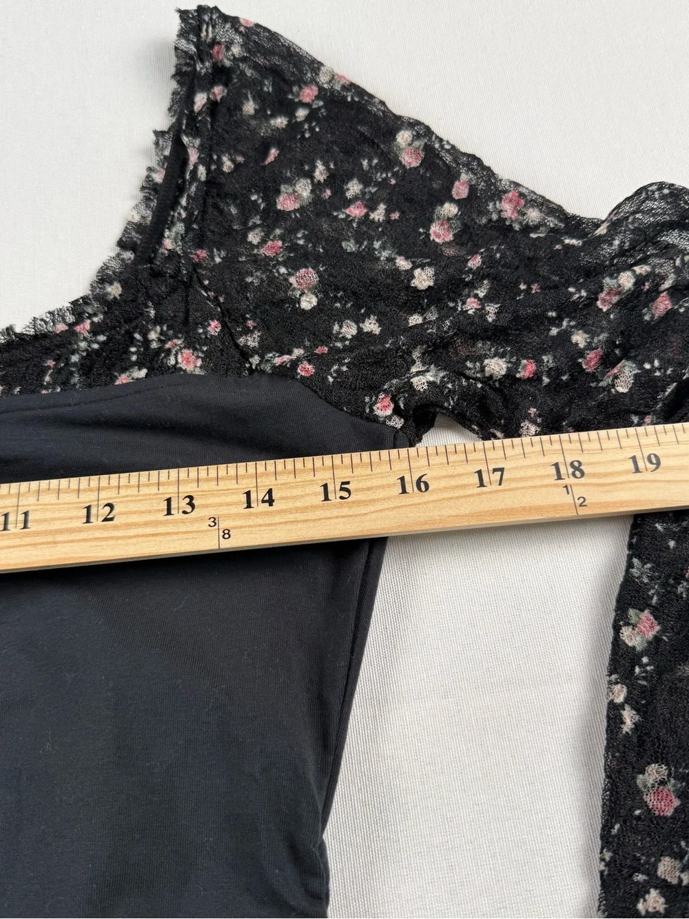 Free People Black Lace-Sleeve Long Sleeve Tee